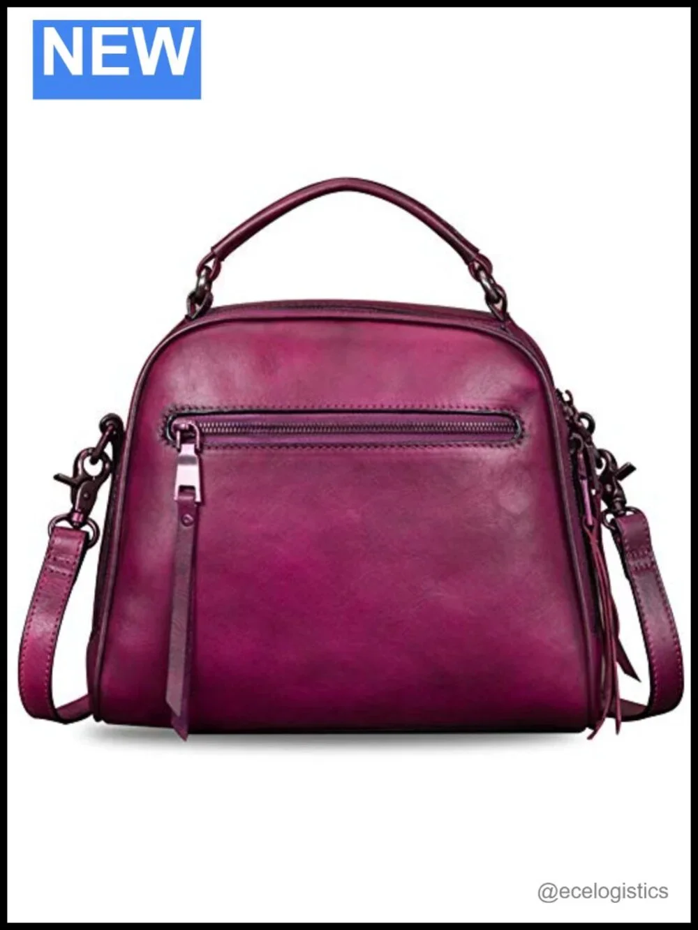 Genuine Leather Vintage Handmade Satchel Crossbody Purse with Strap